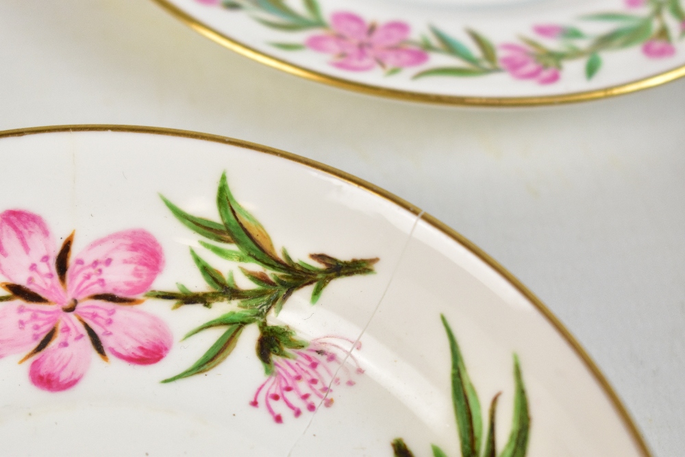 MINTON; an outside decorated floral painted part tea service comprising plate, oval twin handled - Image 9 of 9
