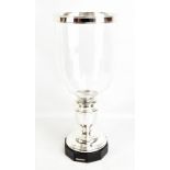 RALPH LAUREN; a large contemporary clear glass and silvered metal vase/candle holder with interior