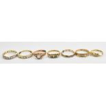 Three 18ct yellow gold dress rings, approx 7.6g, and four 9ct yellow gold rings, approx 8.2g (7).
