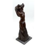 A contemporary bronzed metal figure modelled as a nude lady on square sectioned base, height 62cm.