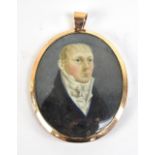 NINETEENTH CENTURY ENGLISH SCHOOL; a watercolour on ivory portrait miniature depicting a fair haired