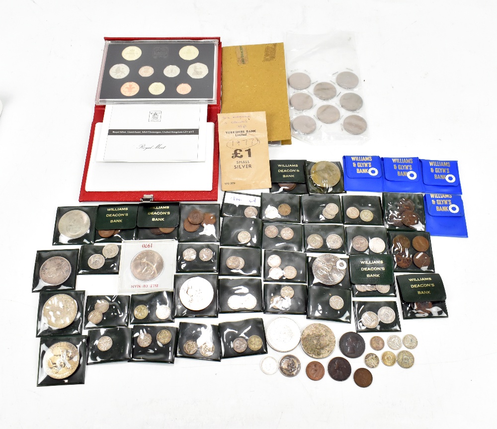 A collection of 19th century and later British mixed denomination coinage including Victorian 1887