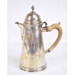 CJ VANDER LTD; an Elizabeth II hallmarked silver coffee pot with cast finial of tapered form, London