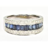 An 18ct white gold sapphire and diamond ring with approx 1.50cts of sapphires and diamonds totalling