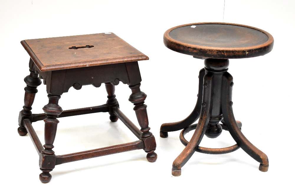 An oak stool and a bentwood stool (2).