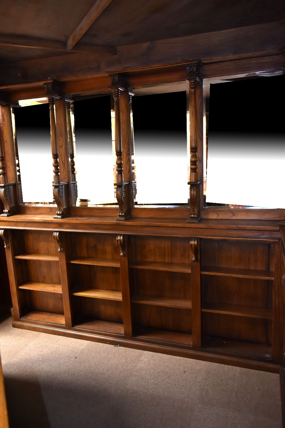 A large and impressive bar with triangular sectioned canopy above eight bevelled mirrors flanked - Image 3 of 7