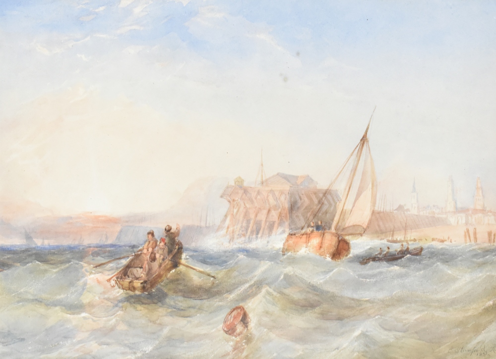 WITHDRAWN CIRCLE OF WILLIAM CLARKSON STANFIELD (1793-1867); watercolour, 'Calais', signed and