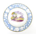 NEWHALL; an early 19th century cabinet plate decorated with rural landscape to centre within