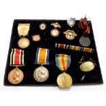 A mixed group of medals comprising WWI War and Victory single War Medal awarded to 1113 Pte. J.