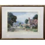 ALFRED A WATERS (1849-1912); watercolour, 'Rural Idyll with Thatched Cottage' 40 x 50cm, framed