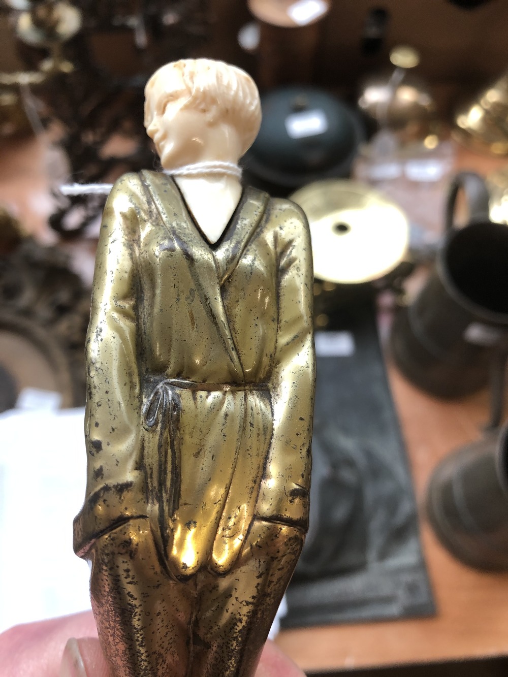 JOSEF LORENZL (1892 - 1950); an Art Deco bronze and ivory 'Pyjama Girl' figure, raised on onyx - Image 6 of 10