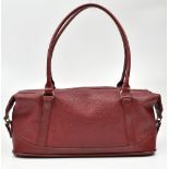 MULBERRY; a red Scotch grain leather vintage handbag with silver-tone hardware, textured leather,