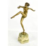 JOSEF LORENZL (1892-1950); an Art Deco bronze figurine depicting a nude female dancer with sweptback