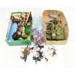 A mixed lot of loose toys and models including Dinky, Chieftan Tank and further military, Corgi