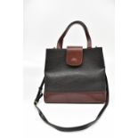 MULBERRY; a black and brown leather/Scotch grain handbag, with an adjustable cross body strap, and