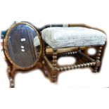 A toilet mirror and a bobbin turned stool (2).