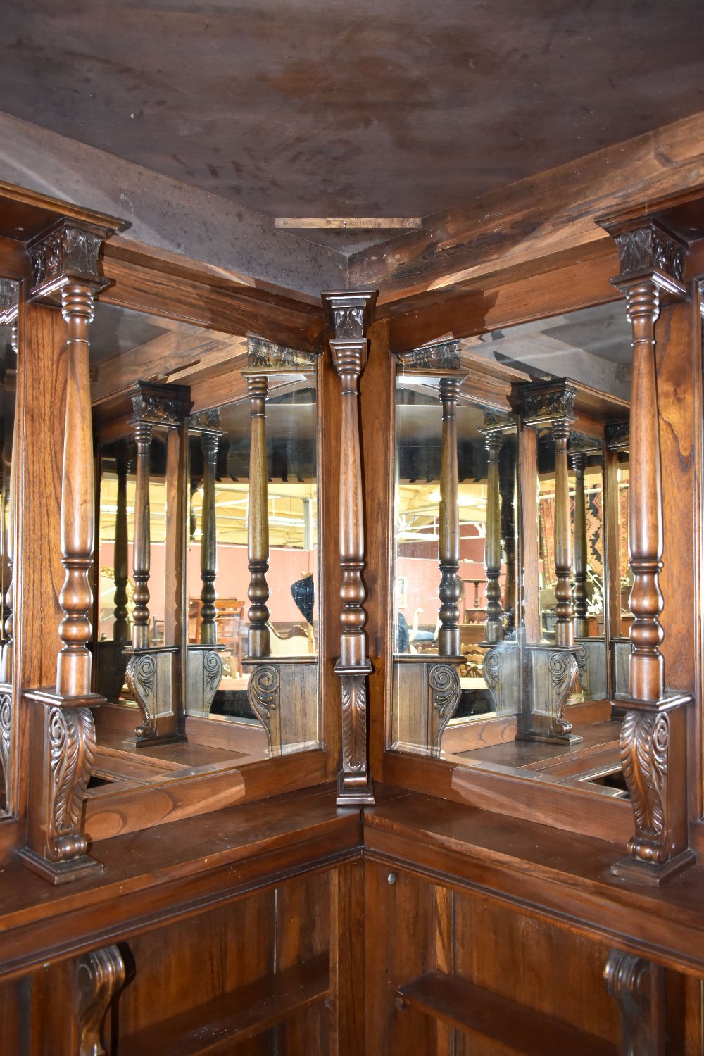 A large and impressive bar with triangular sectioned canopy above eight bevelled mirrors flanked - Image 6 of 7