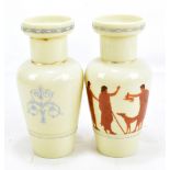 A pair of mid 19th century milk glass vases, in the manner of Richardson & Son, Stourbridge,  each