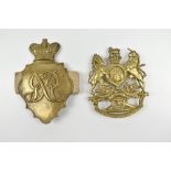 A British Army Royal Artillery other ranks helmet plate with three lug fittings to reverse and a