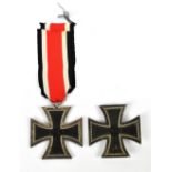 Two German Third Reich Iron Cross medals, first and second class (2).Additional InformationSurface