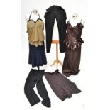 MISSONI; a bronze colour glitter skirt, size 42, a brown wool skirt, size 44, a Gianfranco Ferre
