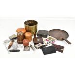 A mixed group of collectors' items including treen, a Japanese patinated metal mounted box, an