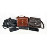 ENNY; a brown soft leather shoulder bag with silver accessories, an Enny black leather shoulder