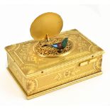 A late 19th century Swiss gilt bronze singing bird box, probably by Bontems, the case finely