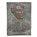 A copper plaque depicting Lord Byron in relief, title below, 40 x 29cm.Additional InformationSome