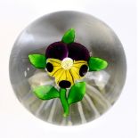 BACCARAT; a 19th century 'Pansy' paperweight, with star cut base, diameter 5cm.Additional