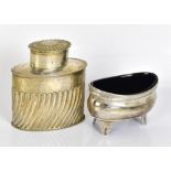 An Edwardian hallmarked silver small oval tea canister, Birmingham 1907, height 8.25cm, and a