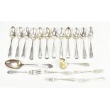 DANISH SILVER; twelve table spoons together with three matching forks, also a Danish silver