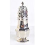 ANTHONY NELME; a George I hallmarked silver sugar caster, the lower body of plain octagonal form,