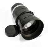 LEITZ; a rare Thambar 1=9cm 1:2,2 lens, no.226084, with lens hood and spot filter disc shade cap, in