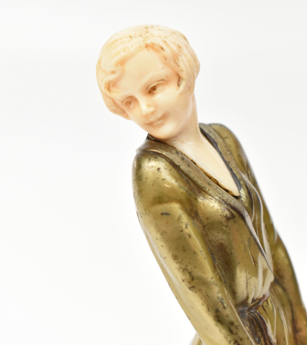 JOSEF LORENZL (1892 - 1950); an Art Deco bronze and ivory 'Pyjama Girl' figure, raised on onyx - Image 2 of 10