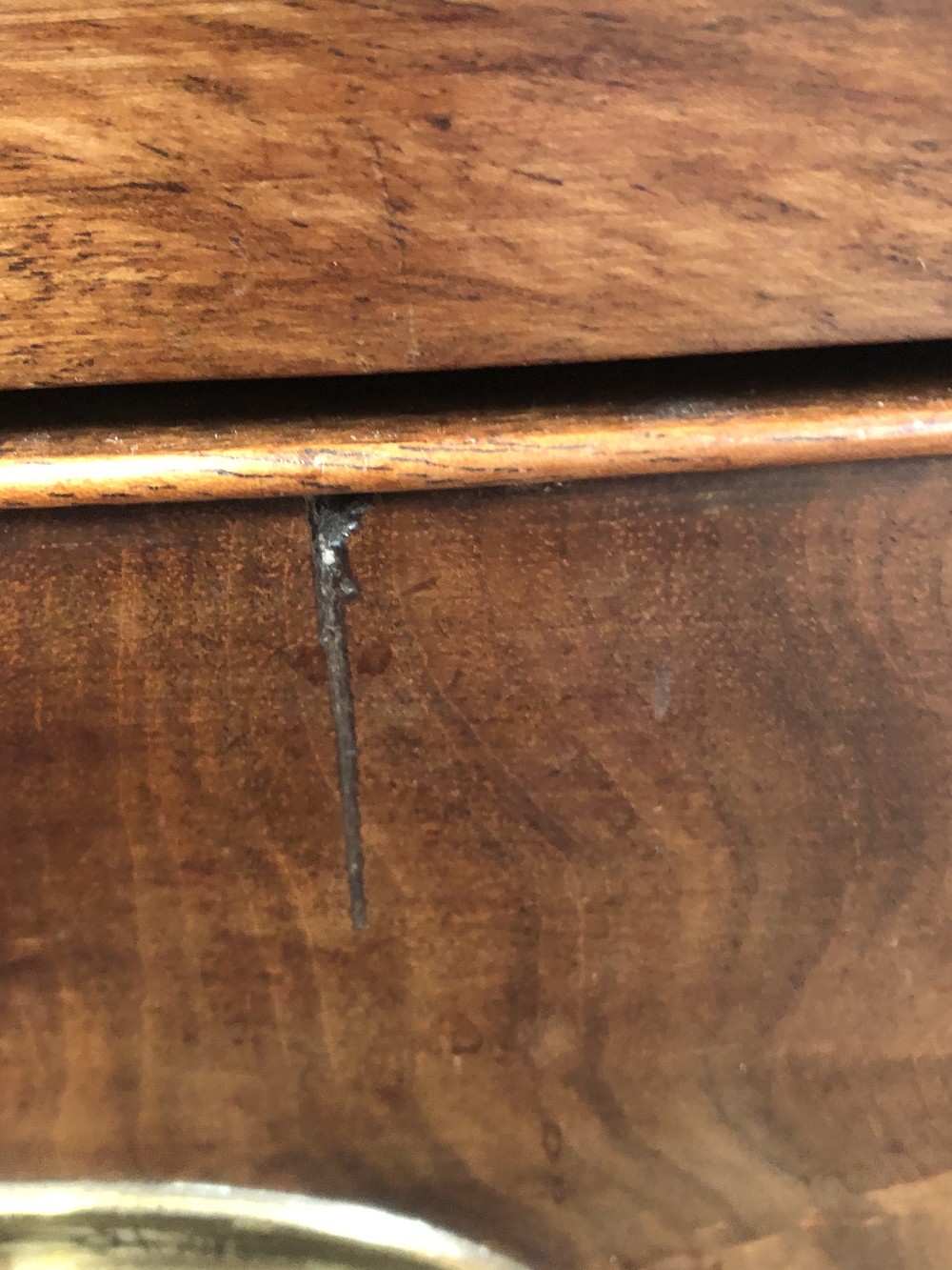 A Georgian mahogany bowfronted chest of two short over two long drawers, raised on bracket feet. - Image 7 of 8