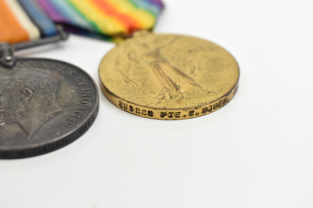 A WWI War and Victory Medal duo awarded to 291660 Pte. W. Naden Cheshire Regiment. - Image 5 of 6