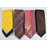 VERSACE; a pink silk tie, and a yellow silk tie and two Pal Zileri silk ties (4).