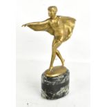 FRANZ IFFLAND (1862-1935); an Art Nouveau bronze figure depicting a dancing girl with outswept