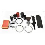 ZEISS; a group of accessories including three film cassette (two with case), unknown hinged pre-