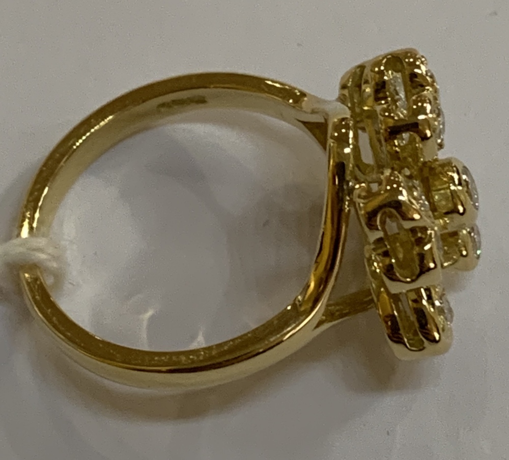 An 18ct yellow gold and diamond floral cluster stepped ring, size M 1/2, approx 6.5g. - Image 3 of 5