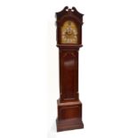 WEIR & SONS OF NOTTINGHAM; a mahogany cased longcase clock, the brass face with silvered dial,