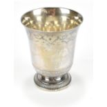 PUIFORCAT OF PARIS; a late 19th/early 20th century French silver cup with flared rim and stylised