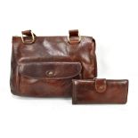 THE BRIDGE; a brown leather handbag with front pocket, 32 x 23 x 4 cm, with dust and The Bridge, a
