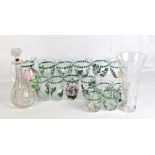 A quantity of glass including a boxed Stuart glass vase, modern Portmeirion glasses and a decanter.