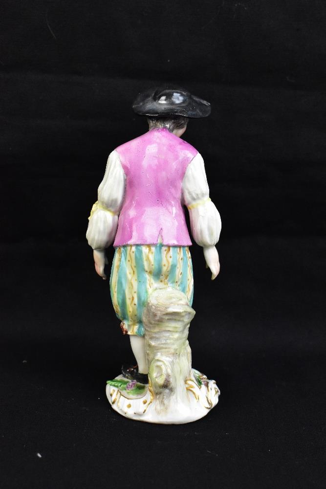 MEISSEN; a mid-18th century figure of a young gentleman wearing black hat, painted letter C to base, - Image 7 of 7