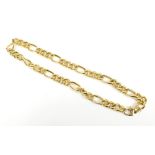 An Italian yellow metal Figaro link necklace, stamped 750 to clasp section in three places, length
