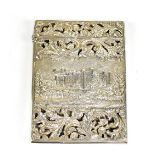 NATHANIEL MILLS; an early Victorian hallmarked silver 'Castle Top' cigarette case decorated to one