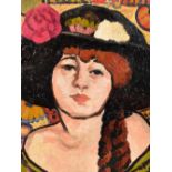 JOHN DUNCAN FERGUSSON (1874-1961); oil on canvas board, 'La Femme au Chapeau Noir', Giacinta