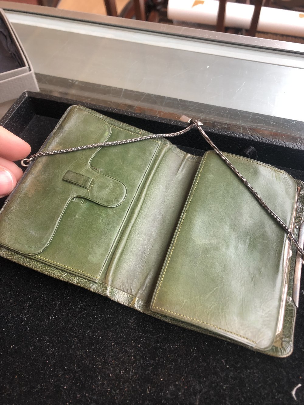 An Elizabeth II hallmarked silver toothpick, Birmingham 1990, and a leather purse with silver - Image 3 of 6